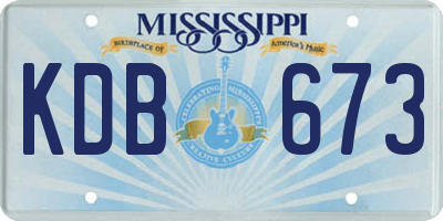 MS license plate KDB673