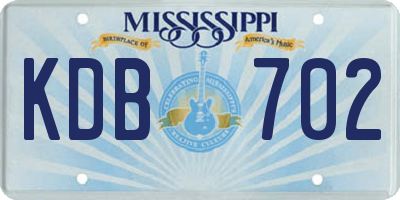 MS license plate KDB702