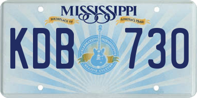 MS license plate KDB730
