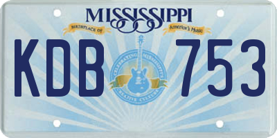 MS license plate KDB753