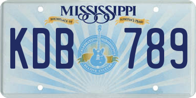 MS license plate KDB789