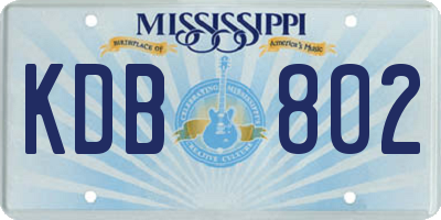MS license plate KDB802