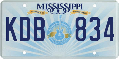 MS license plate KDB834