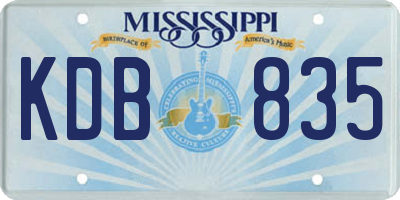 MS license plate KDB835