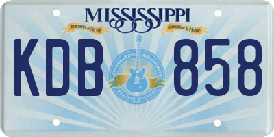 MS license plate KDB858