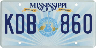MS license plate KDB860