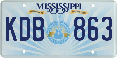 MS license plate KDB863