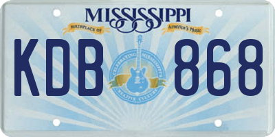 MS license plate KDB868