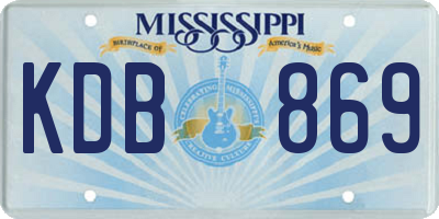 MS license plate KDB869