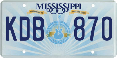 MS license plate KDB870