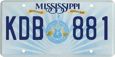 MS license plate KDB881