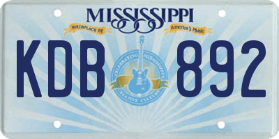 MS license plate KDB892
