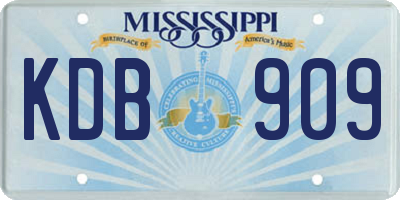 MS license plate KDB909
