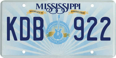 MS license plate KDB922