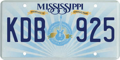 MS license plate KDB925