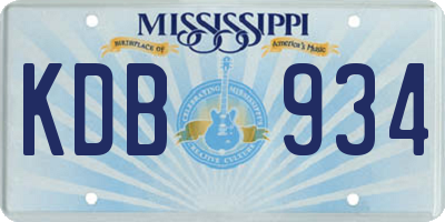 MS license plate KDB934