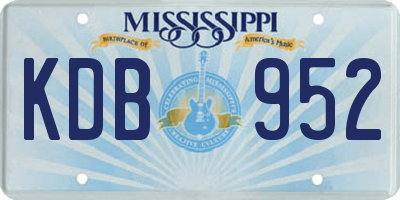MS license plate KDB952