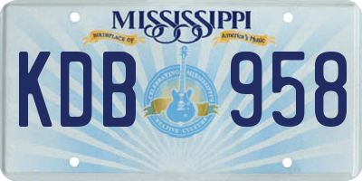 MS license plate KDB958