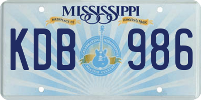 MS license plate KDB986