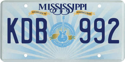MS license plate KDB992