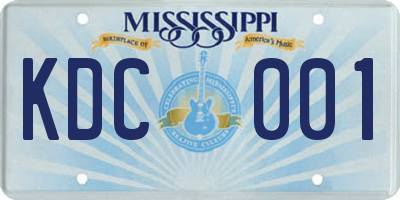 MS license plate KDC001