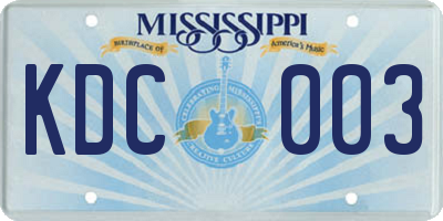 MS license plate KDC003