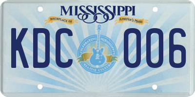 MS license plate KDC006