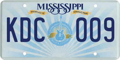 MS license plate KDC009