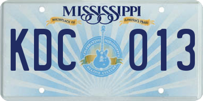 MS license plate KDC013