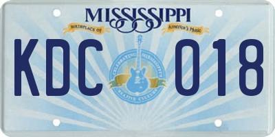 MS license plate KDC018