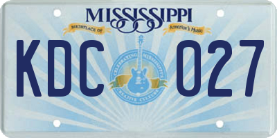 MS license plate KDC027