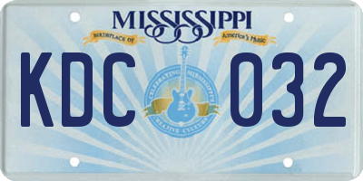 MS license plate KDC032