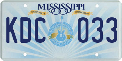MS license plate KDC033