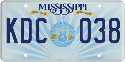 MS license plate KDC038