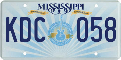 MS license plate KDC058