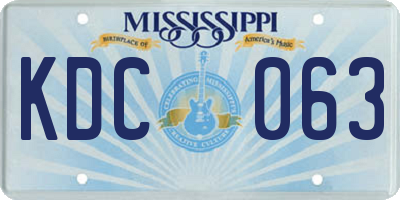 MS license plate KDC063