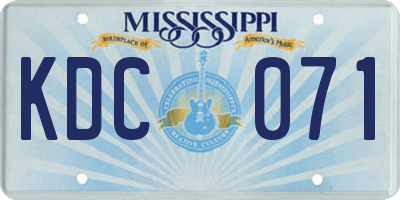 MS license plate KDC071