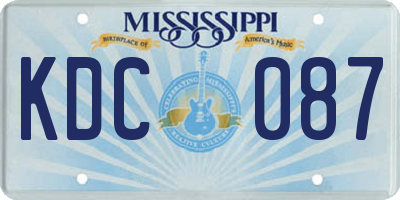 MS license plate KDC087