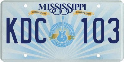 MS license plate KDC103