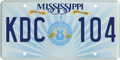 MS license plate KDC104