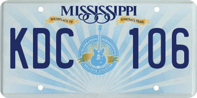 MS license plate KDC106