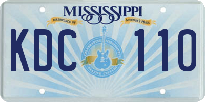 MS license plate KDC110