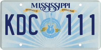 MS license plate KDC111