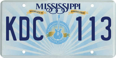 MS license plate KDC113