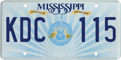 MS license plate KDC115