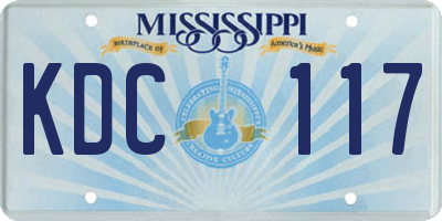 MS license plate KDC117