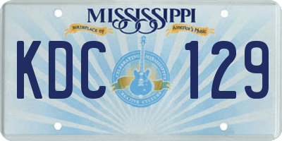 MS license plate KDC129