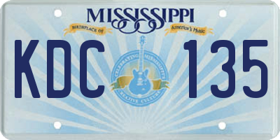 MS license plate KDC135