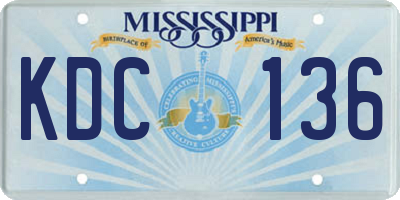 MS license plate KDC136