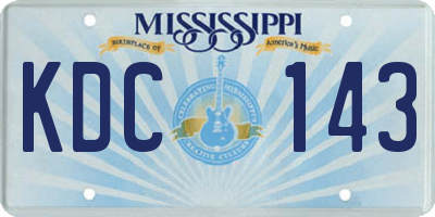 MS license plate KDC143